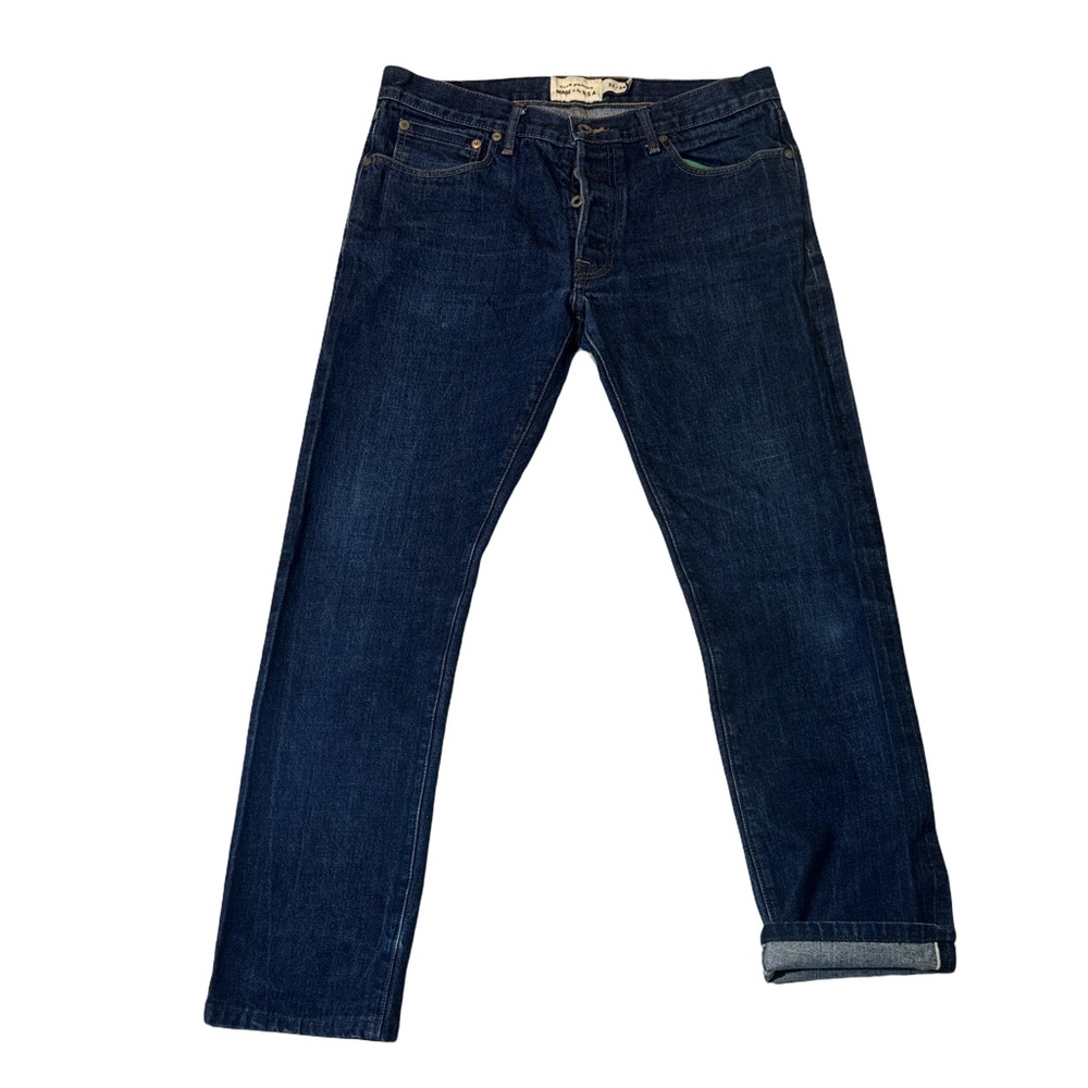Club Monaco 32x34 regular fit selvedge denim button fly blue jeans EUC
